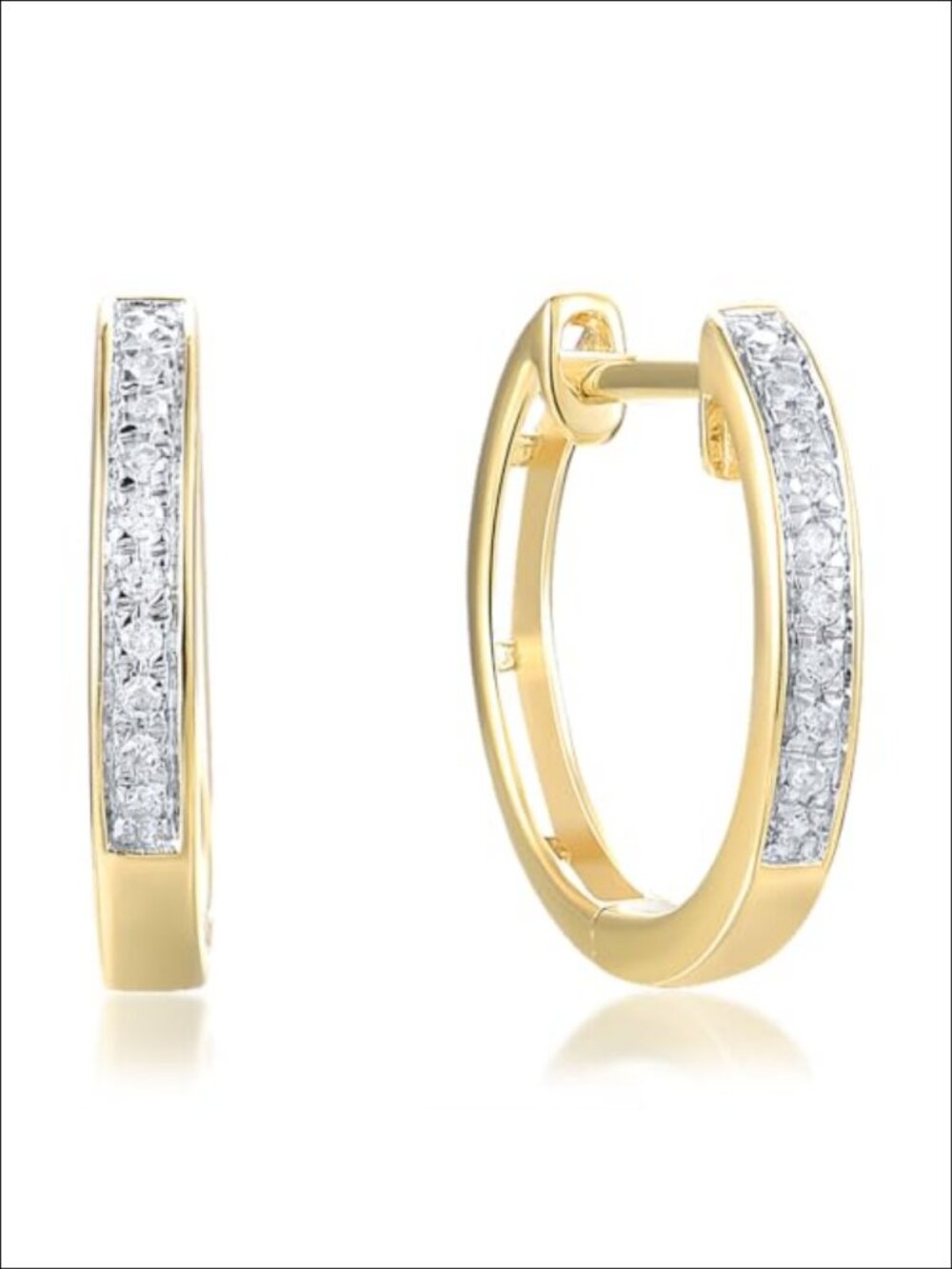 10K Solid Gold Genuine Diamond Dainty Huggie Hoop Earrings for Women
